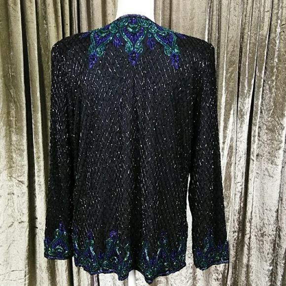 Vintage Scala Silk Beaded Formal Jacket Top - Picture 6 of 8